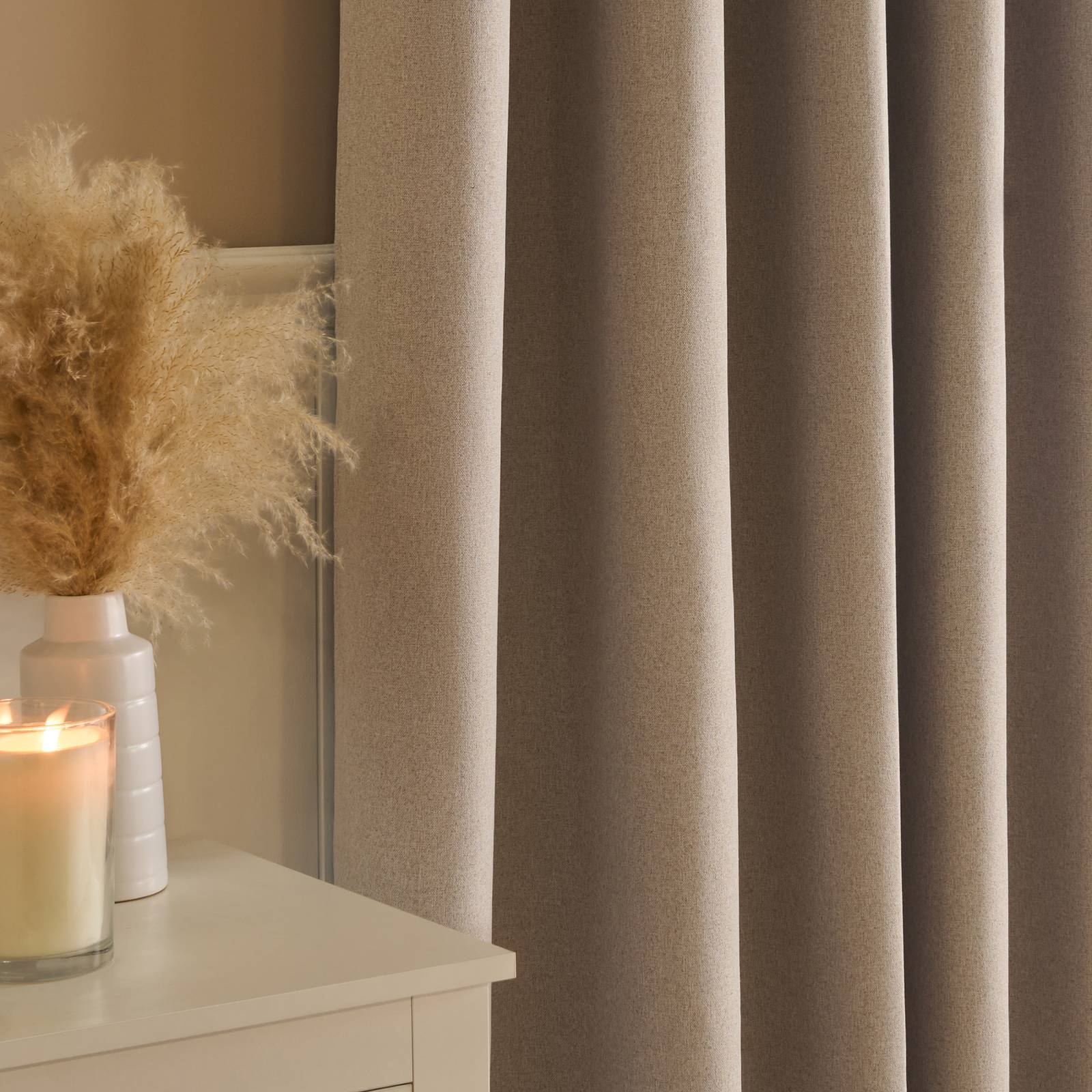 OHS Woven Texture Blackout Curtains - 117 x 137cm - Natural - Image 3