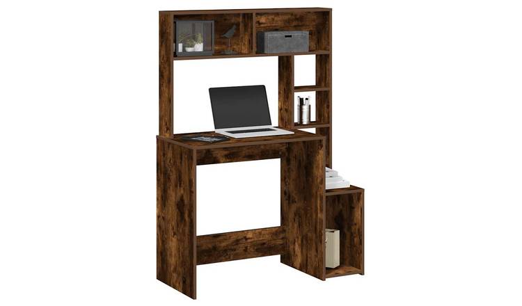 Walplus Shelves Engineered Wood Desk - Dark Oak - 100 x 45 x 140 cm