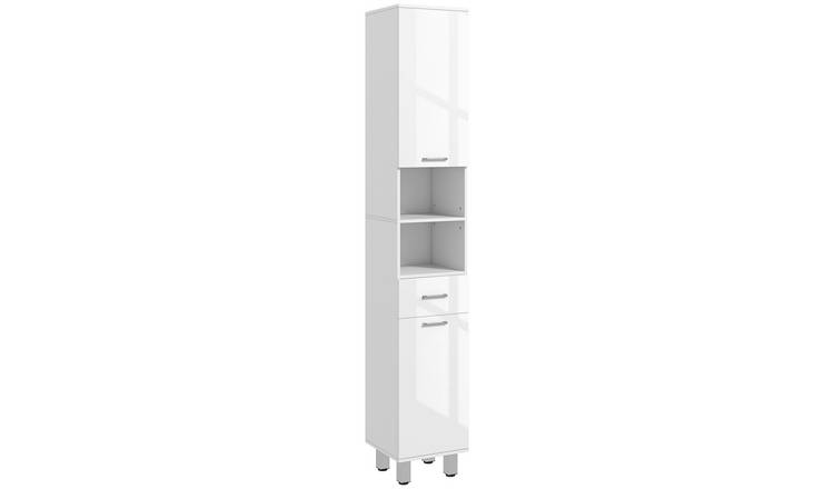 kleankin Tall Bathroom Cabinet with Drawer and 2 Doors Cabinets - White