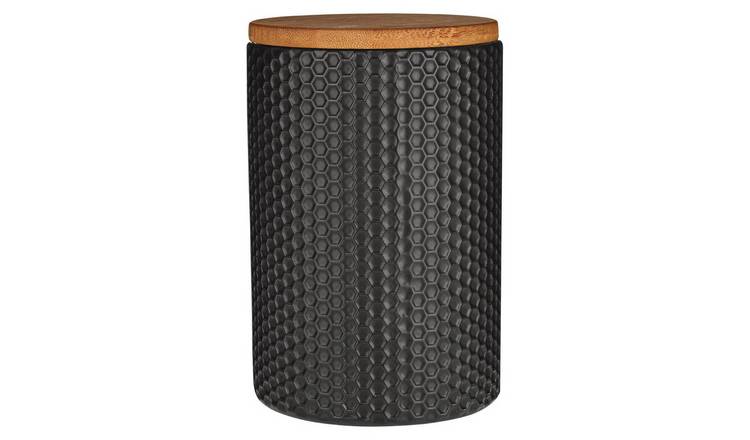 Orsina Geome 750ml Canister with Bamboo Lid – Black