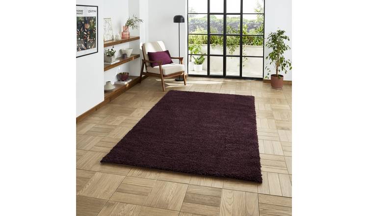 Mega Flooring Purple Shaggy Plain Rug - 80 x 150cm