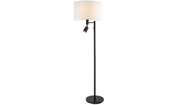 Happy Homewares Black with LED Adjustable Spot and White Floor Lamp - 40cm