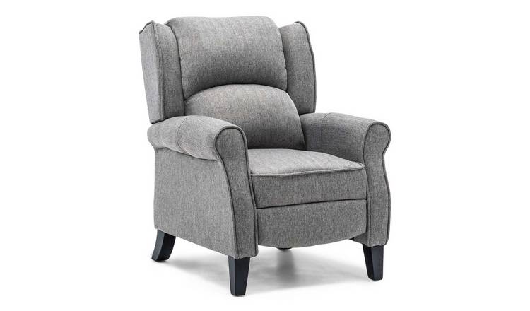 Furniture Online Eaton Wingback Herringbone Pushback Recliner Chair - Grey
