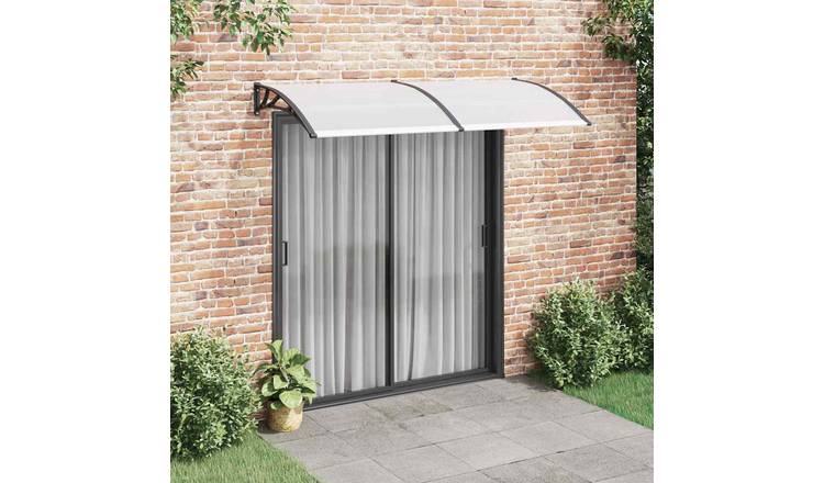 Walplus Door Canopy - Black Brackets and Transparent Sheets - 200 x 100 cm