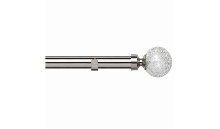 New Edge Blinds 28mm Satin Silver Crash Fixed Eyelet Curtain Pole - 100cm