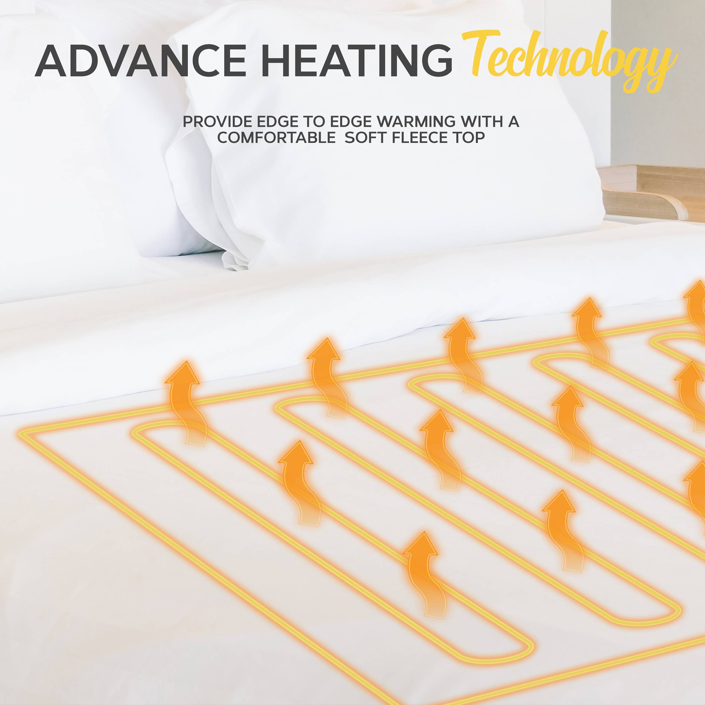 MONHOUSE Small Heated Electric Under Blanket Mattress Topper 3 Settings - White - Image 3