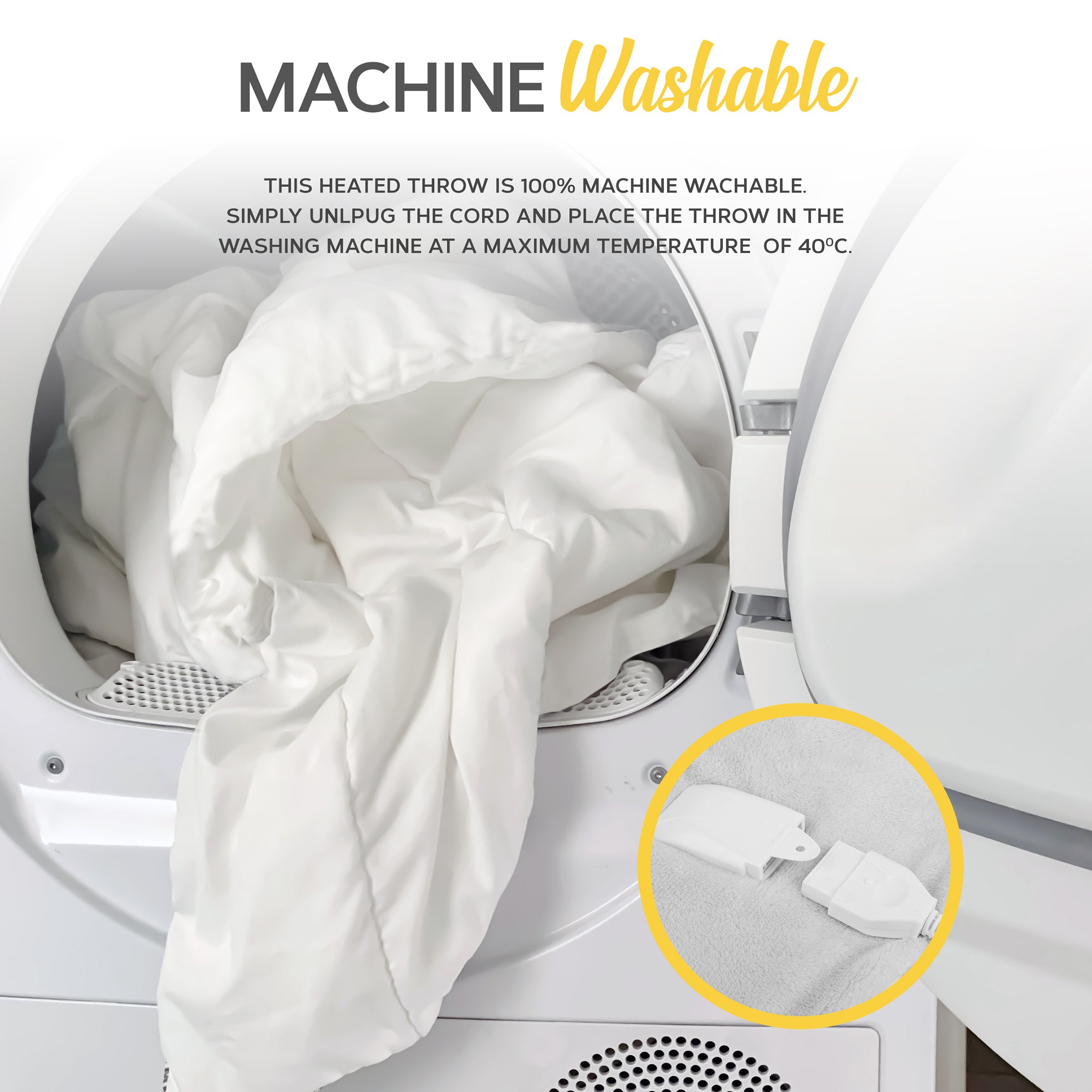 MONHOUSE Small Heated Electric Under Blanket Mattress Topper 3 Settings - White - Image 5