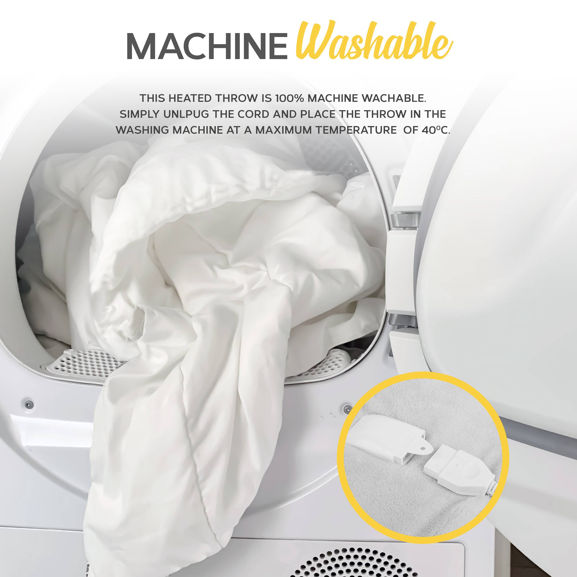 MONHOUSE Small Heated Electric Under Blanket Mattress Topper 3 Settings - White - Image 5