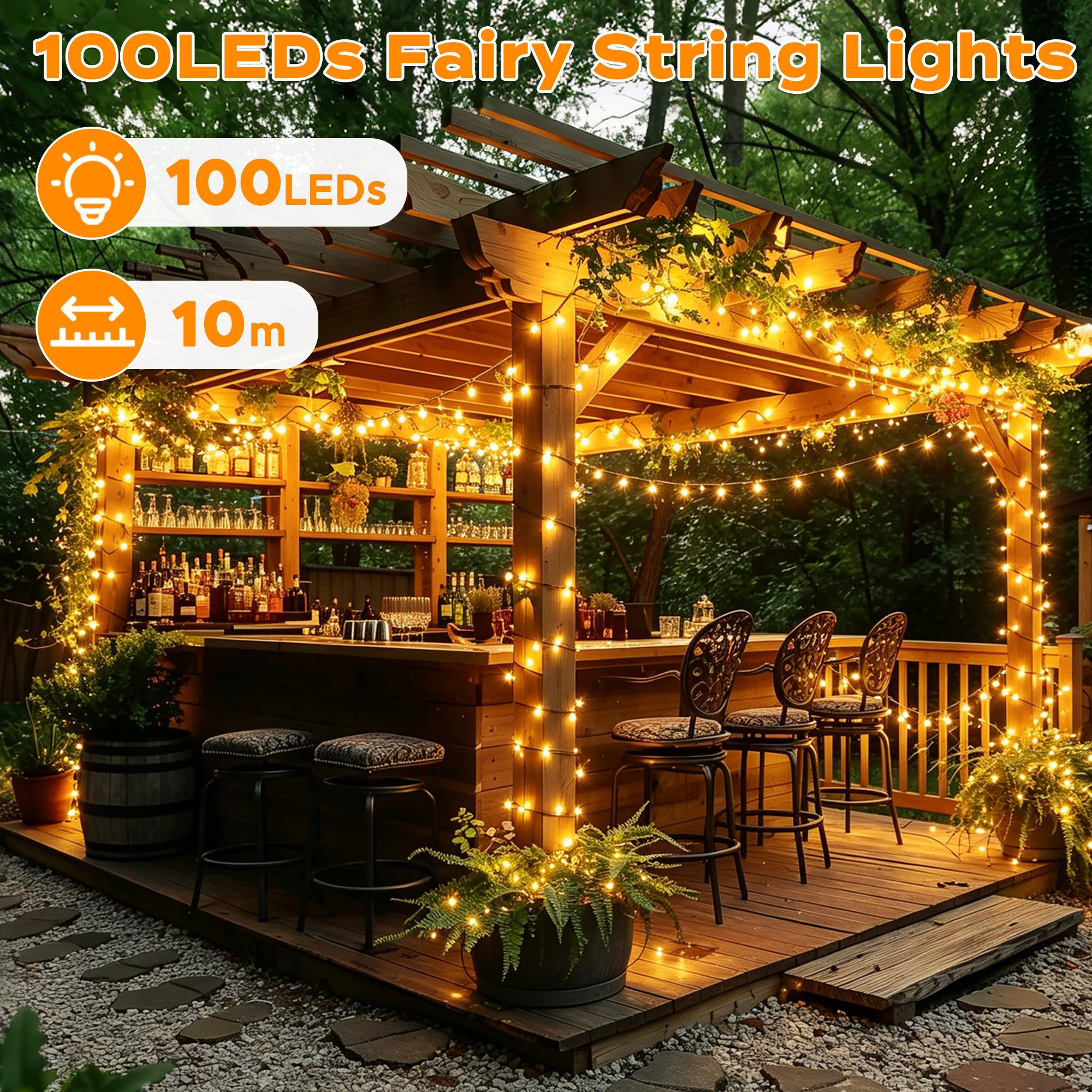 NETTA 100 LED 10m Fairy String Lights - Warm White - Image 2