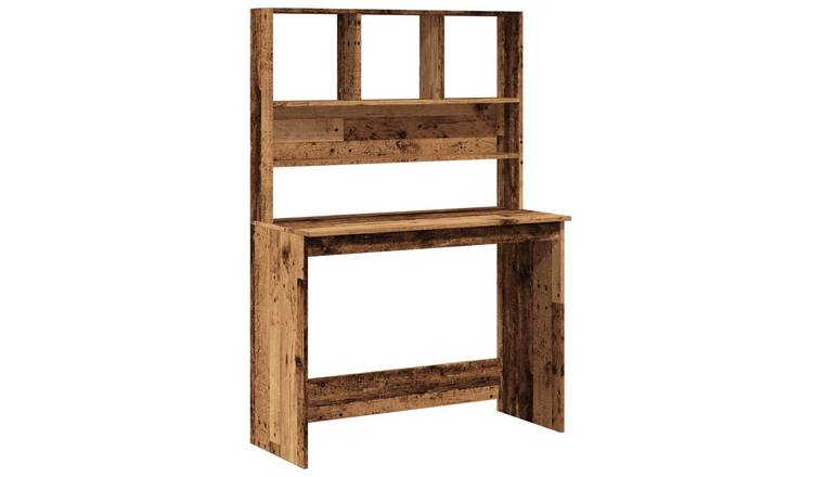 Walplus Shelves Engineered Wood Desk - Dark Wood - 102 x 45 x 148 cm