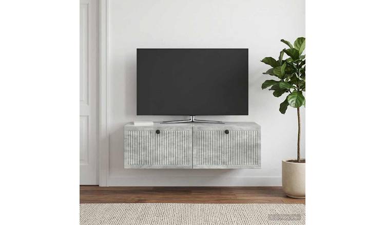 Walplus Wall Mounted TV Cabinet - Concrete Grey - 98 x 41 x 30 cm