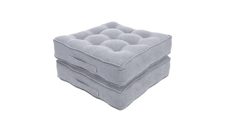 Harbour Housewares Square Armchair Booster Cushions 50 x 50cm - Grey - Pack of 2