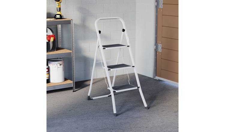 Home Vida 3 Step Ladder With Anti-Slip Mat - White
