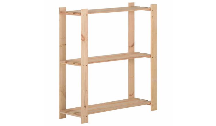 Walplus 3 Tier Solid Pine Bookcase - Brown - 80 x 28.5 x 90 cm
