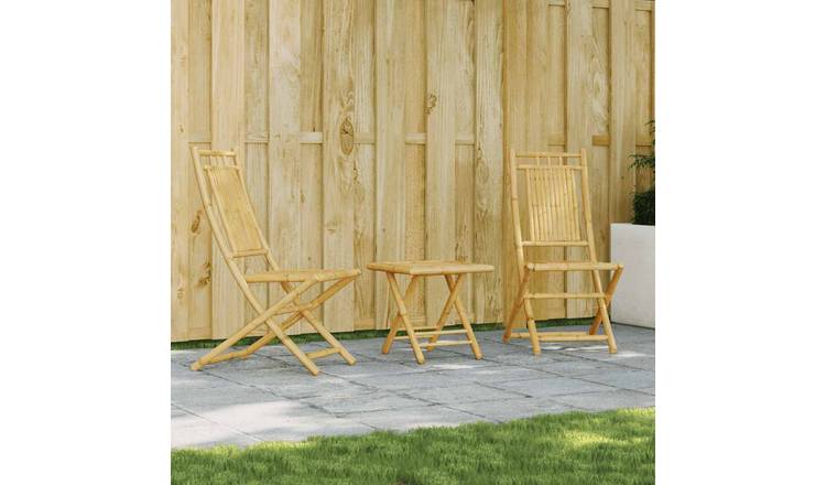 Walplus 3 Piece Bamboo Folding Bistro Set - Brown - 45 x 45 x 45 cm
