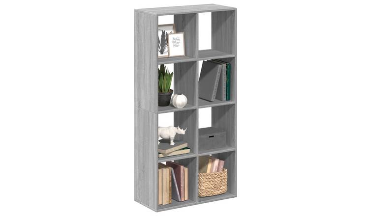 Walplus Engineered Wood Book Cabinet - Grey and Oak - 69.5 x 29 x 137.5 cm