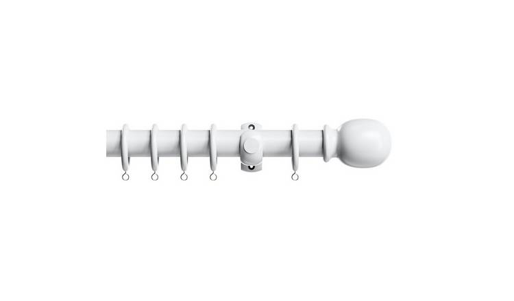 New Edge Blinds 28mm White Classic Wooden Curtain Poles Set - 95cm