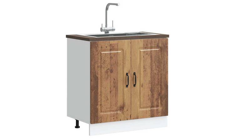 Walplus Engineered Wood Kalmar Sink Base Cabinet - Dark Wood - 80 x 46 x 81.5 cm