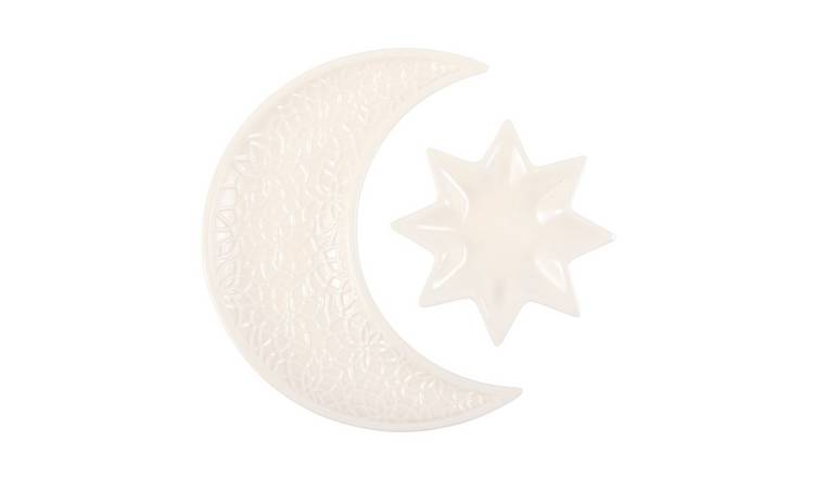 Something Different Crescent Moon & Stars Trinket Dish - White