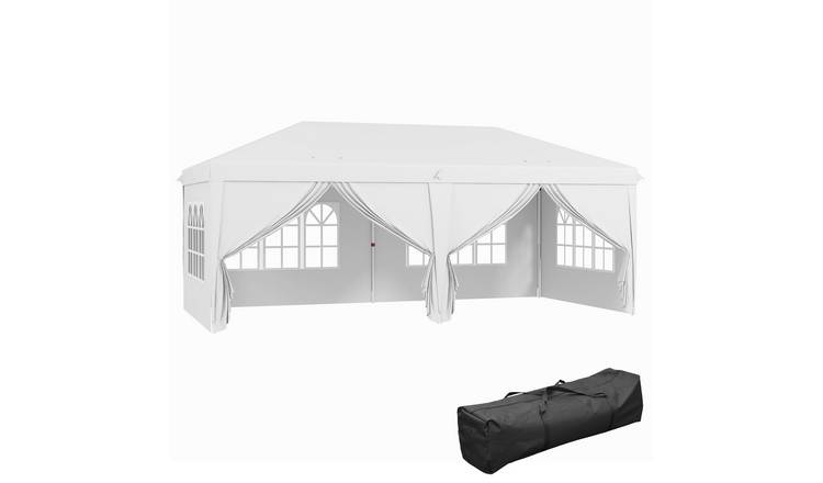 Outsunny 3 x 6m Water Resistant Sidewall Pop Up Gazebo – White