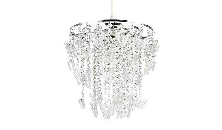 Happy Homewares Chrome Butterfly Inspired with Cascading Pendant Shade - 28cm