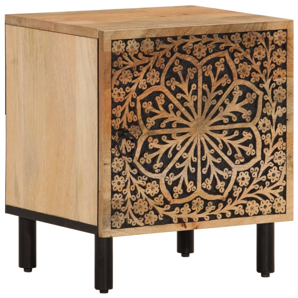Walplus Pack of 2 Solid Mango Wood Bedside Cabinet - Brown - 40 x 33 x 46 cm - Image 5