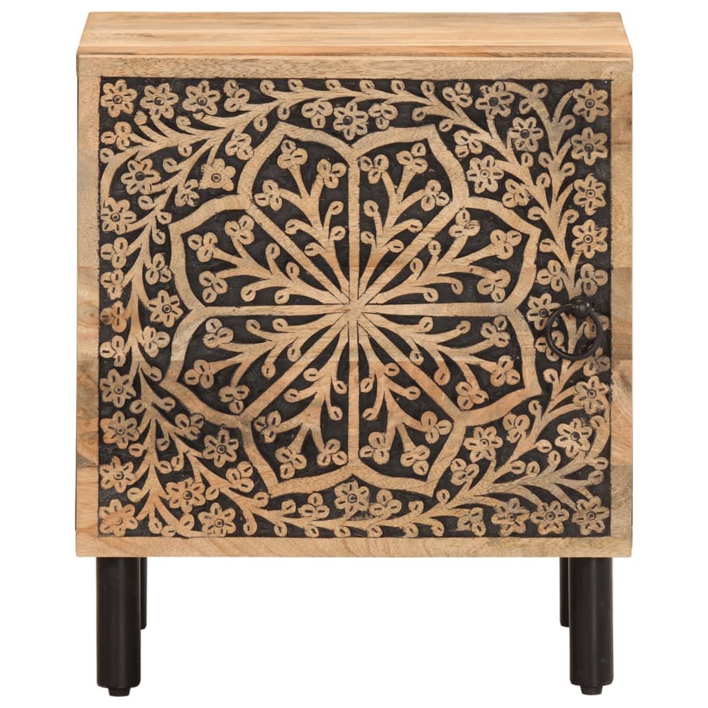 Walplus Pack of 2 Solid Mango Wood Bedside Cabinet - Brown - 40 x 33 x 46 cm - Image 6
