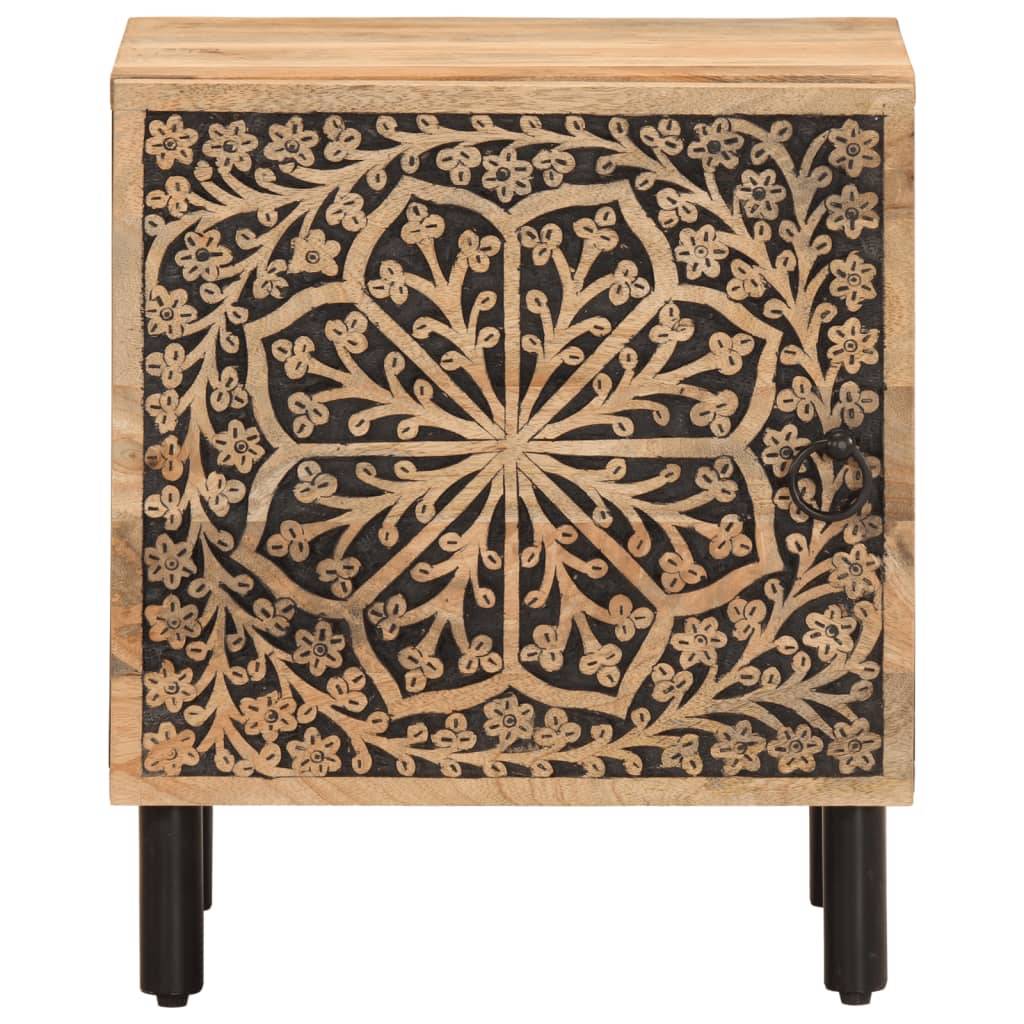 Walplus Pack of 2 Solid Mango Wood Bedside Cabinet - Brown - 40 x 33 x 46 cm - Image 6