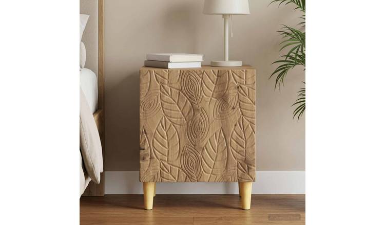 Walplus 1 Door Engineered Wood Bedside Table - Oak - 43 x 34.5 x 50 cm