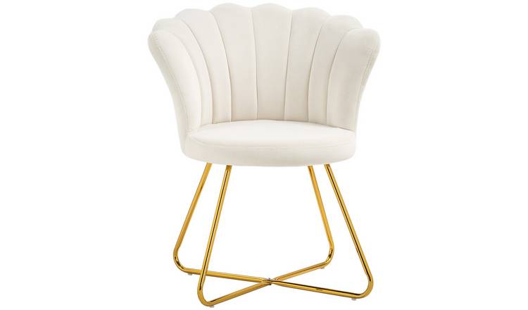 HOMCOM Velvet Modern Accent Chair with Lotus Backrest - Cream