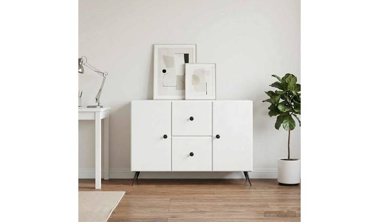 Walplus 2 Drawer Rectangular Sideboard Open Shelf - White - 89 x 34.5 x 60 cm