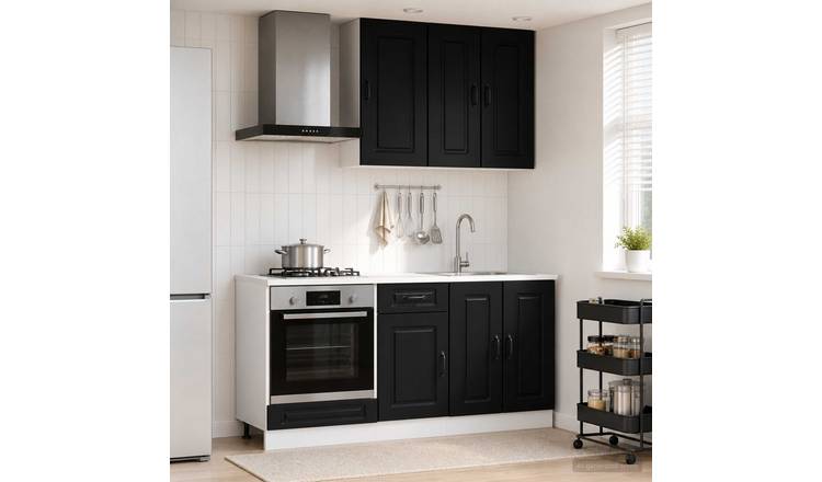 Walplus 5 Piece Engineered Wood Kitchen Unit Set - Black