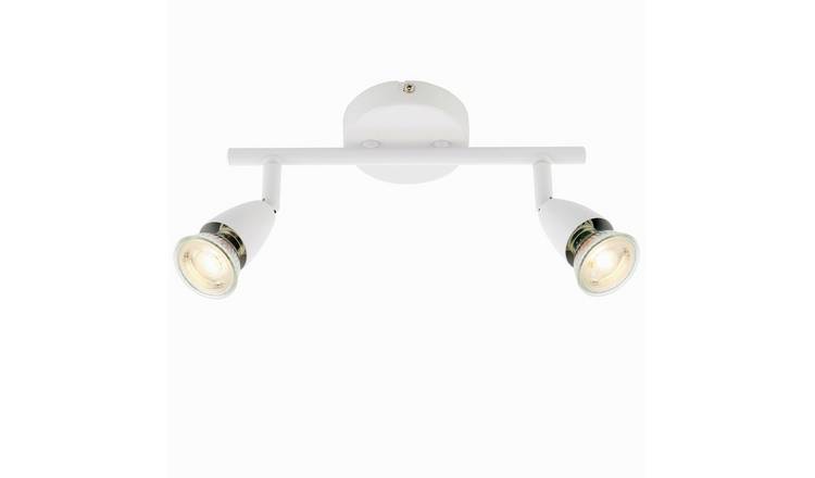 Loops Direct Steel Adjustable 2-Light Ceiling Spotlight - Gloss White