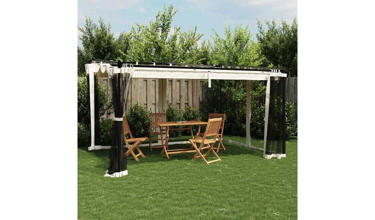 Walplus 4 x 3 m Steel Gazebo with Mesh Walls - Cream