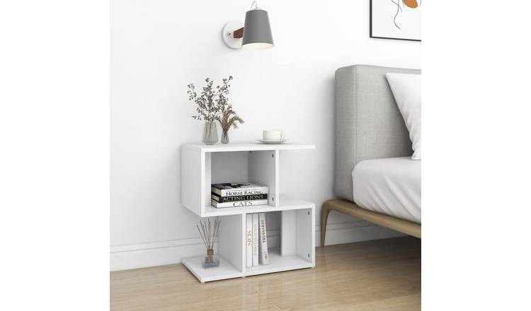 Walplus Pack of 2 Engineered Wood Bedside Cabinet - White - 50 x 30 x 51.5 cm