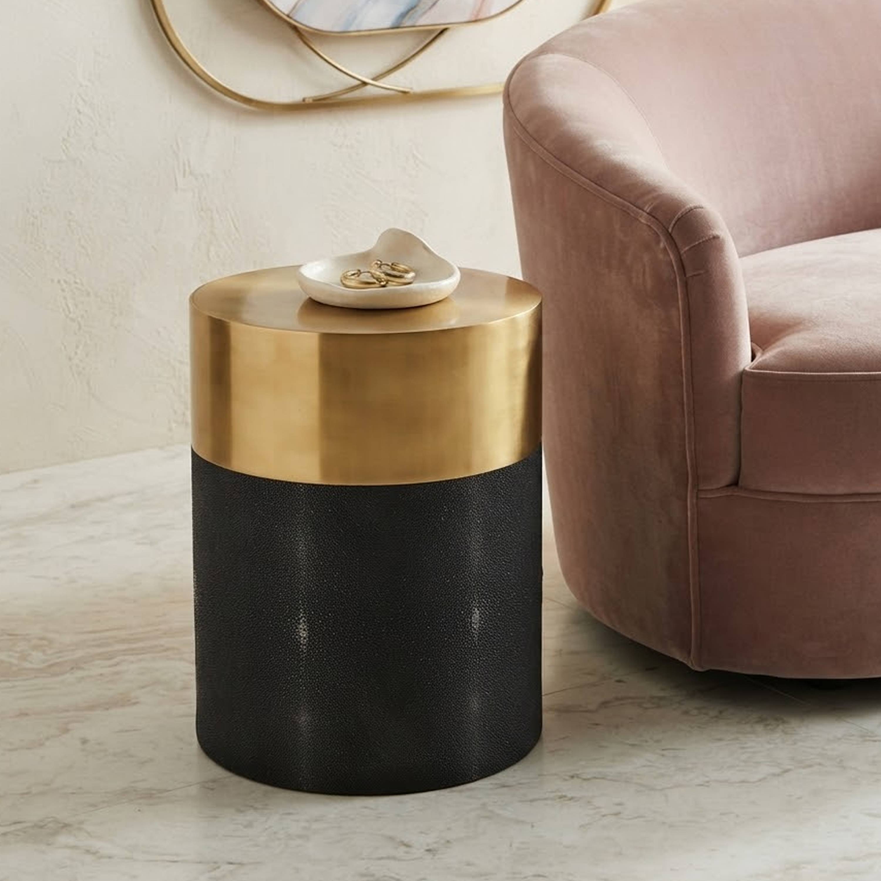 Orsina Cardoba Shagreen Effect Side Table - Black - Image 2