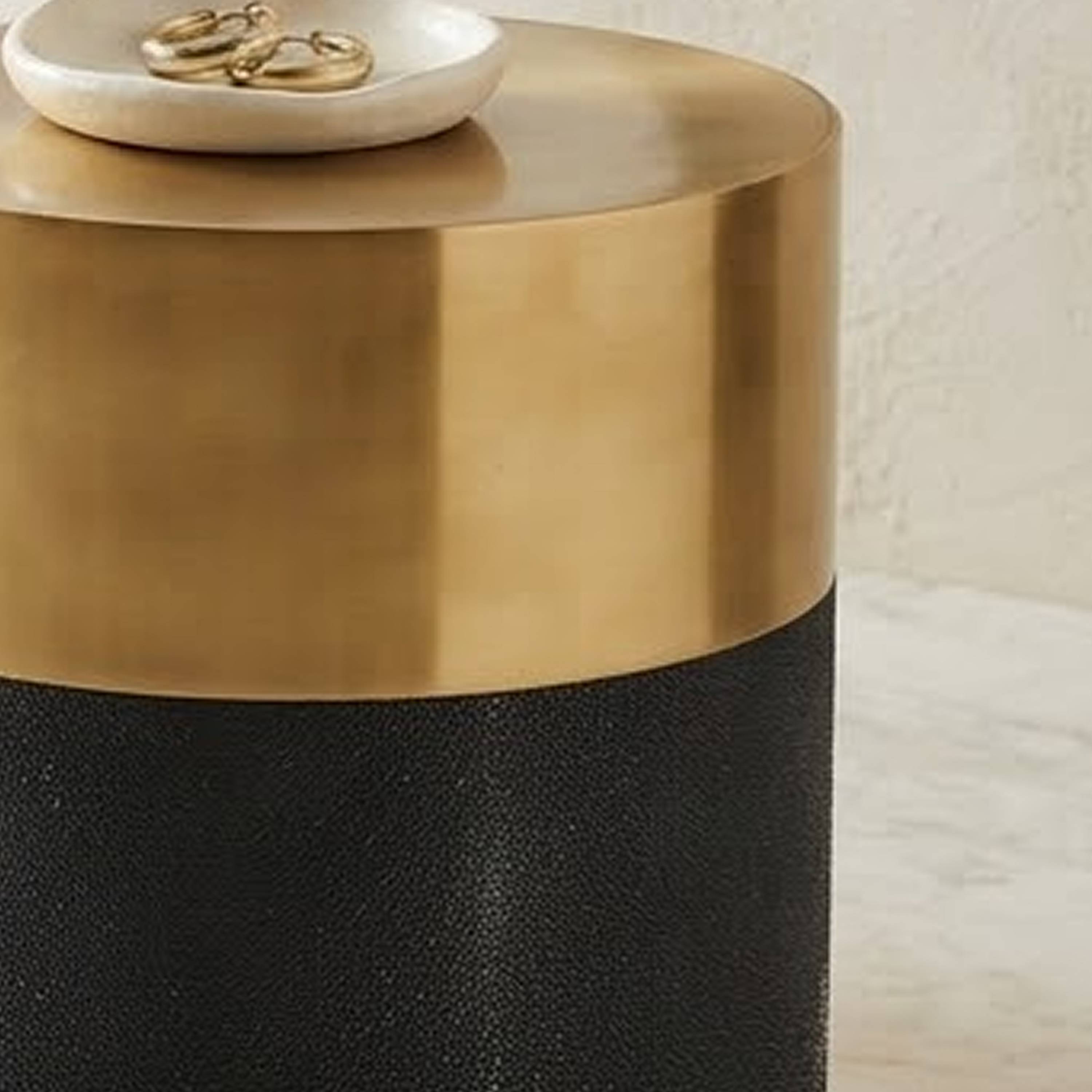 Orsina Cardoba Shagreen Effect Side Table - Black - Image 3