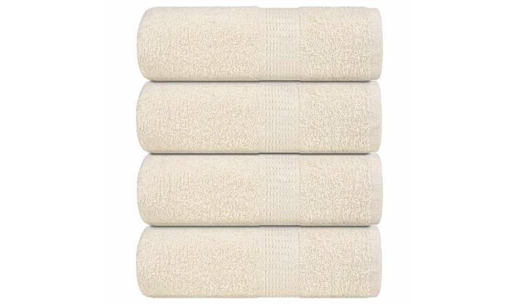 Walplus Pack of 4 Cotton Guest Towels - Cream - 30 x 50 cm