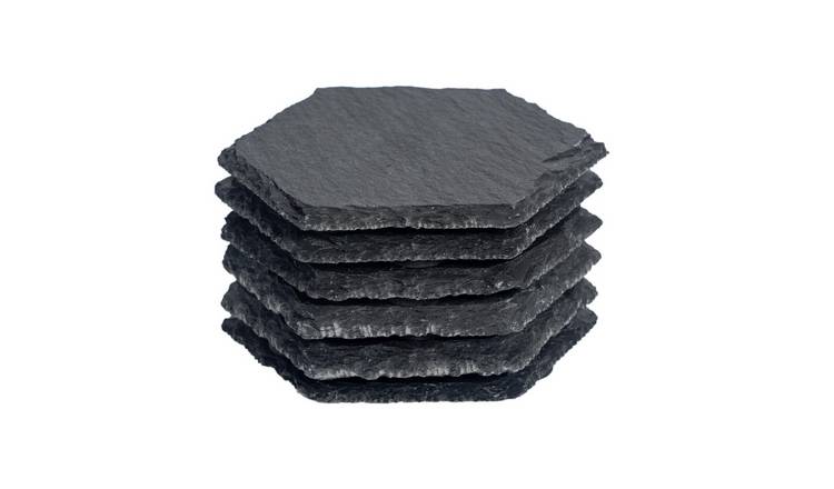 Argon Tableware Hexagon Slate Coasters - Pack of 6