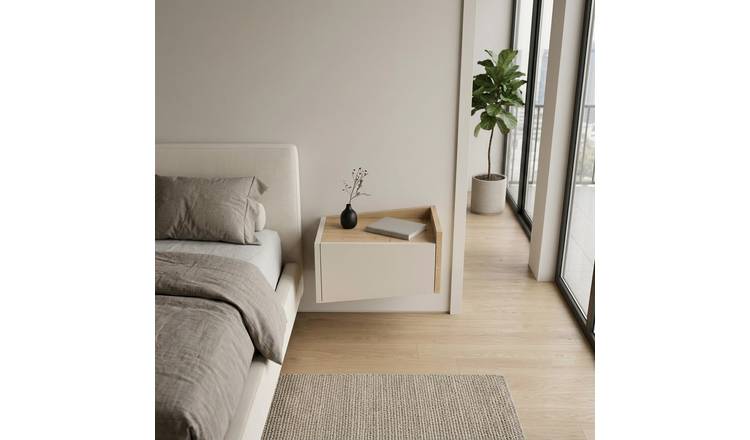 Decortie Diago 1 Drawer Wall Shelf - Oak Effect