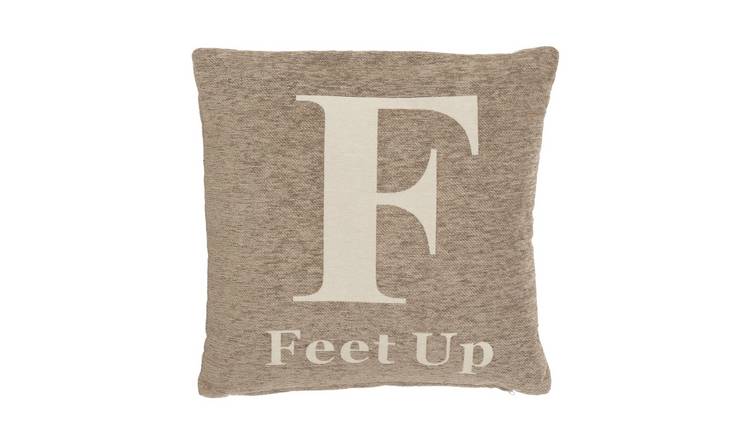 Orsina Words Feet Up Square Cushion – Natural
