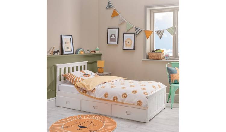 Home Treats Single 3 Drawer Wooden Bed Frame - White