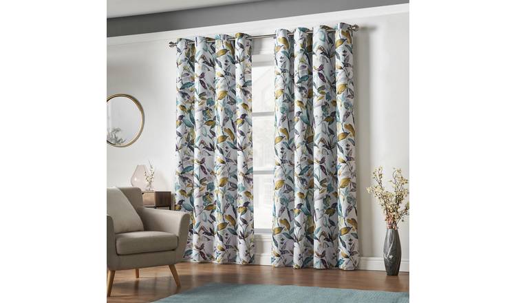 Luxury Living Floral Blackout Eyelet Curtains 168cm x 137cm - Green