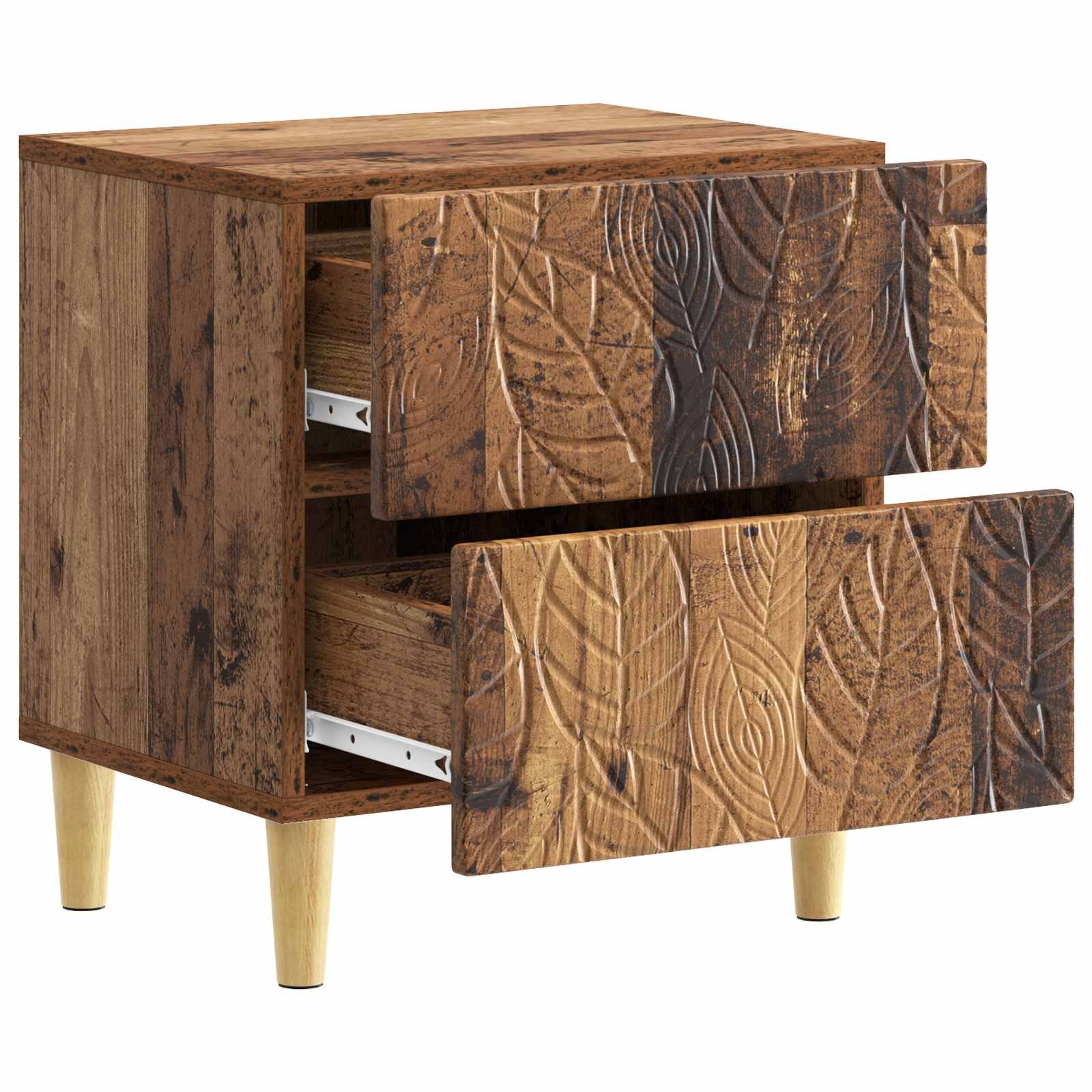 Walplus Pack of 2 Engineered Wood Bedside Table - Dark Wood - 43 x 34.5 x 48 cm - Image 5