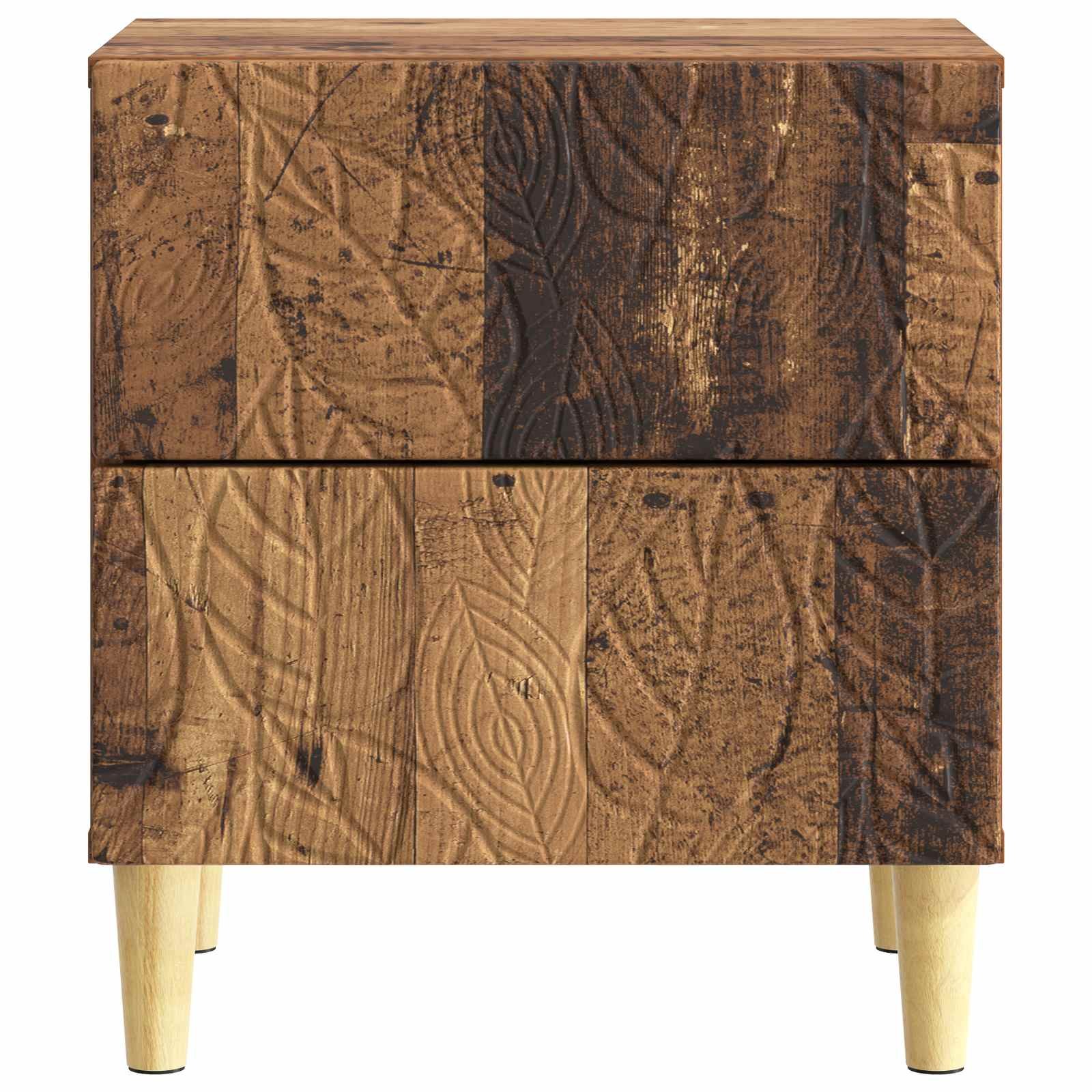 Walplus Pack of 2 Engineered Wood Bedside Table - Dark Wood - 43 x 34.5 x 48 cm - Image 6