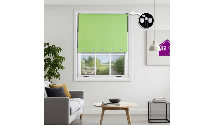 Furnished Lime Blackout Roller Blind Round Eyelets - 60 x 165cm