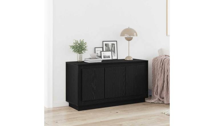 Walplus Engineered Wood Sideboard - Black Oak - 102 x 35 x 55 cm
