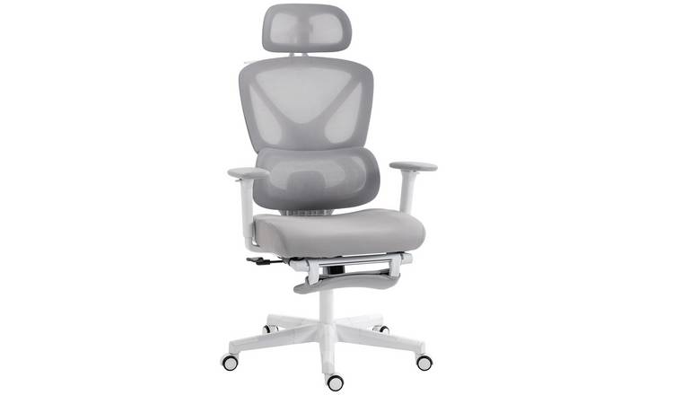HOMCOM Mesh Adjustable Swivel Reclining Office Chair - Grey