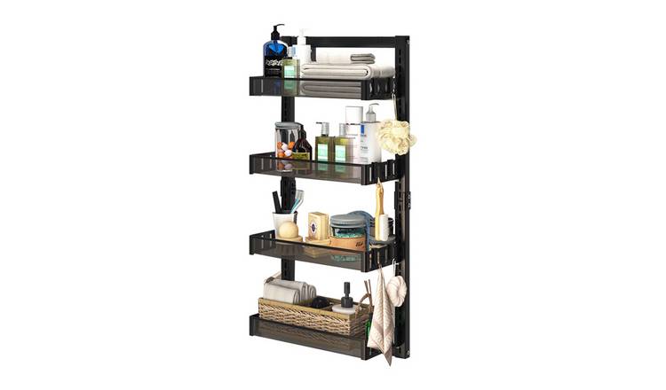 Living and Home 4 Tier Overdoor Shower Caddy - Black