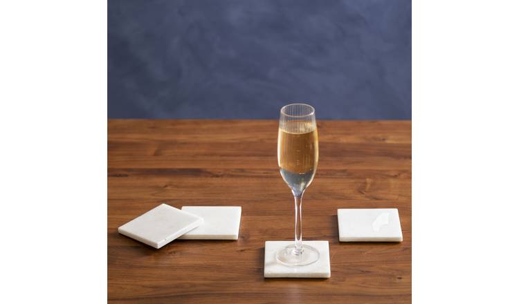 Orsina Set Of 4 Kindia Marble Square Coasters - White
